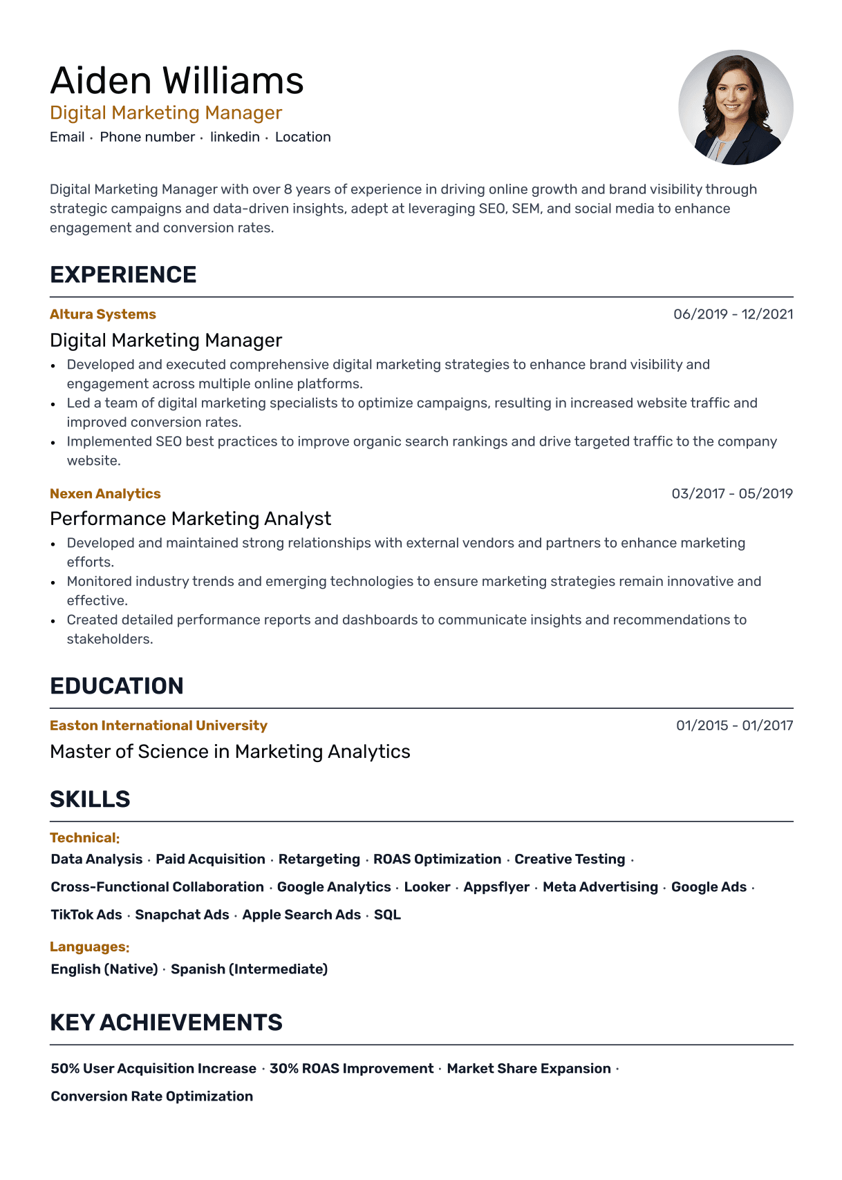 ATS‑compliant resume template preview