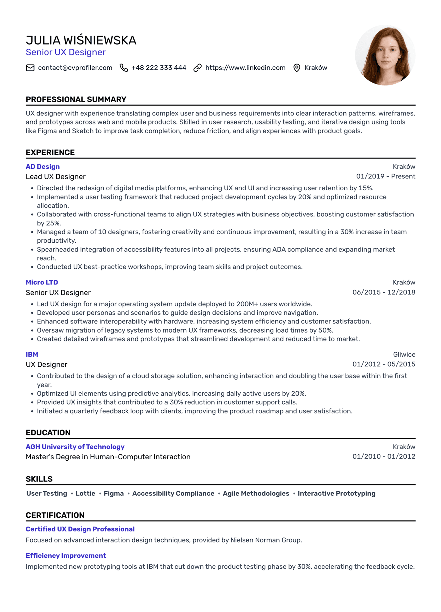 Resume screenshot